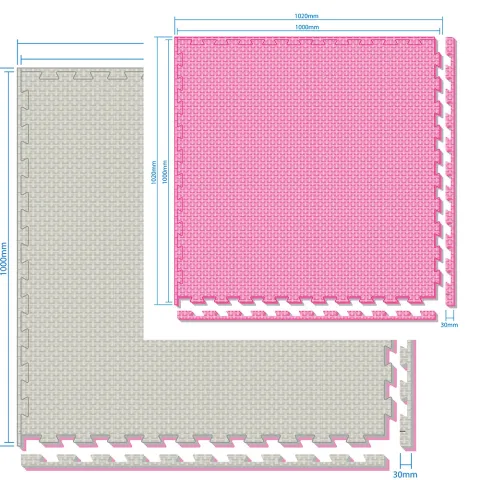 TATAMI EVA SAFE FLOOR TILE FOR PLAYGROUNDS & GYMS 1X1M GREY/PINK