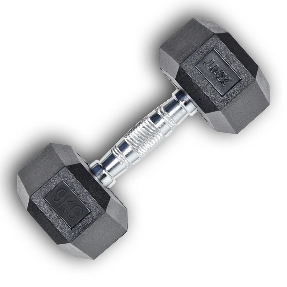 Hex Rubber Dumbbell 9kg (28205) (X-FIT)