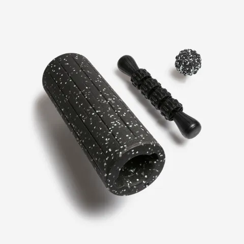 3 in 1 massage kit - smooth roller, ball and stick, black