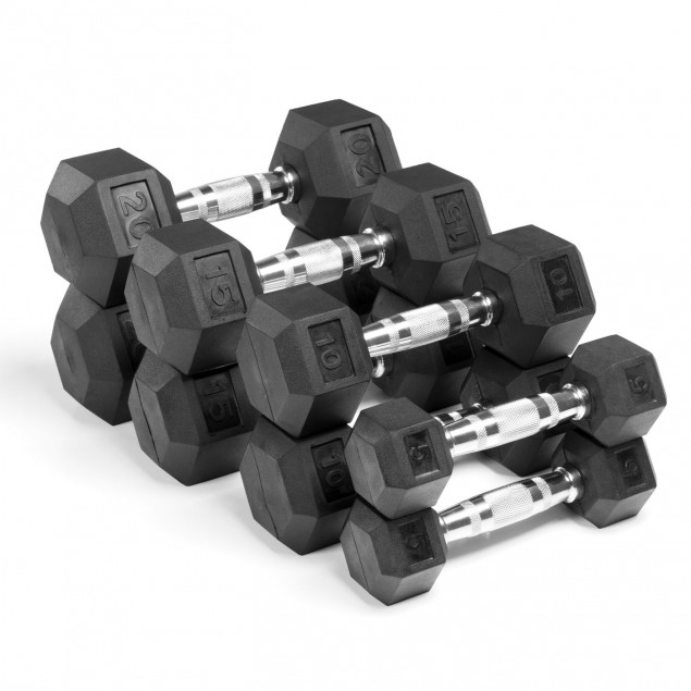IFS Hex Rubber Dumbbell Set No Rack (5-20kg)