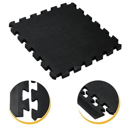 Rubber Tile Interlock (Black) 1m x 1m x 10mm