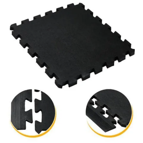 Rubber Tile Interlock (Black) 1m x 1m x 15mm