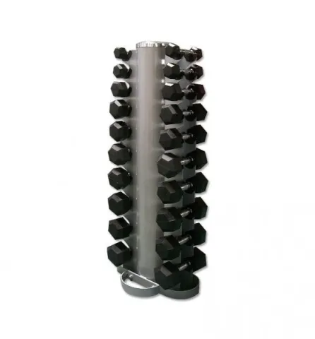 IFS Vertical Rack with Hex Rubber Dumbbells ,10 Pairs (1-10kg)