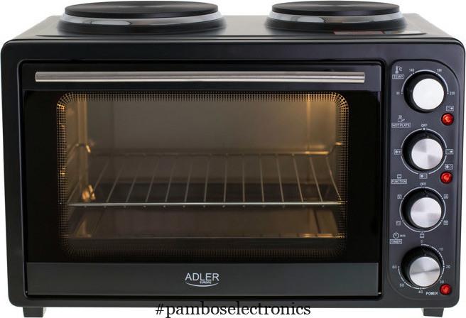 Adler AD 6020 Tabletop Electric Oven (36L) with Dual Cooktop Burners