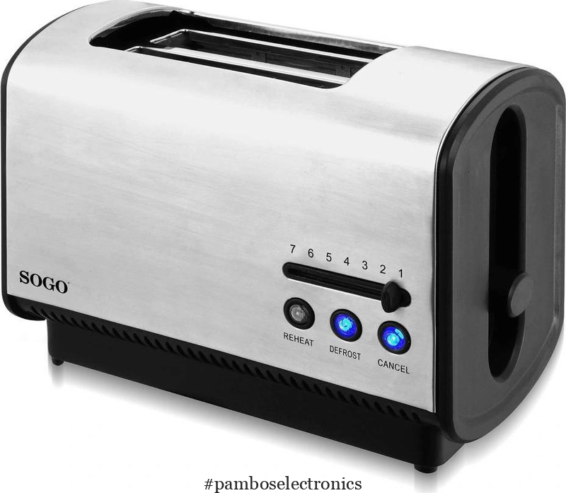 Sogo toaster inox-2 wide slots- 850w -ss-5385