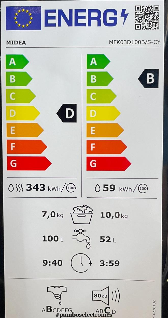 Midea – washer dryer – mfk03d100bs 10/ 7 kg