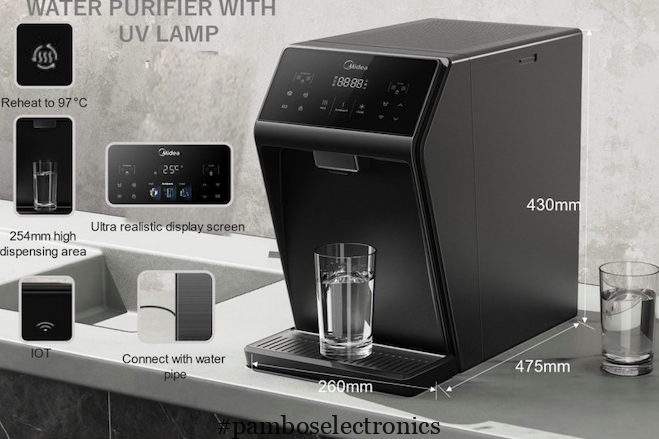 Midea JL2345T-E-IOT Water Purifier Dispenser | Wi-Fi | Hot & Cold | Charcoal Gray