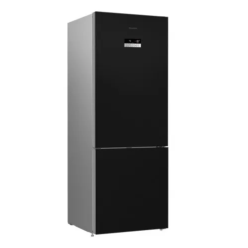 Blomberg MKND 3880 Black Glass Fridge Freezer – Large 192cm x 70cm x 74.5cm Refrigerator & Freezer