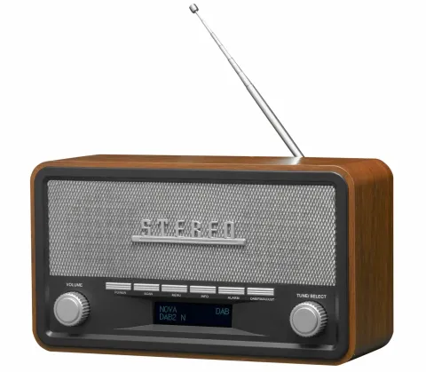 Denver DAB-18 FM Radio with Bluetooth, Alarm, Aux In (Works by Mains or 4xC Batteries)