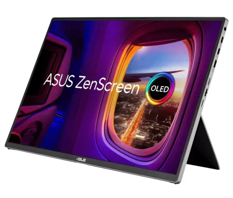 ASUS Monitor Portable ZenScreen 16″ WUXGA OLED 1ms Power Pass-Through Auto-Rotate HDMI Dual USB-C Power MQ16FC