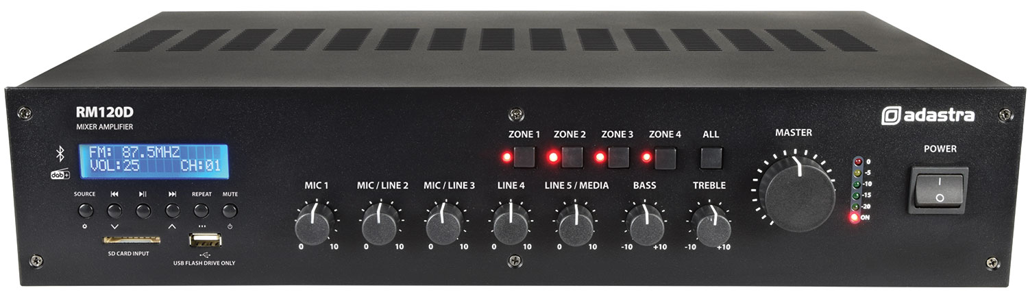 Adastra RM120D 100V 120W FM/DAB/USB/BT/4Z 953.224UK