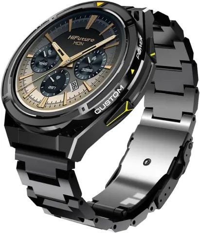 HiFuture ACTIVE Black/Yellow Adventure & Fitness GPS SmartWatch, AMOLED Display, Rugged & 5ATM with Stainless Steel + Silicone Bands