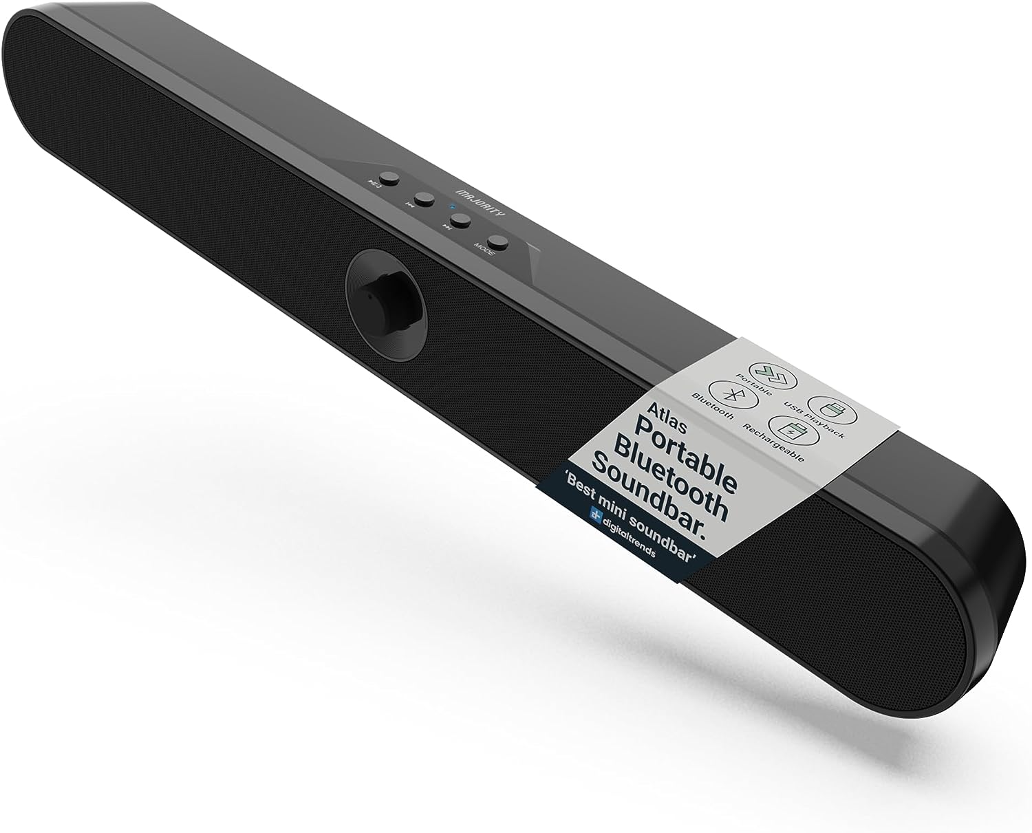 Majority ATLAS Portable PC/TV Soundbar 20W Bluetooth, USB & AUX, 8hr Battery Life