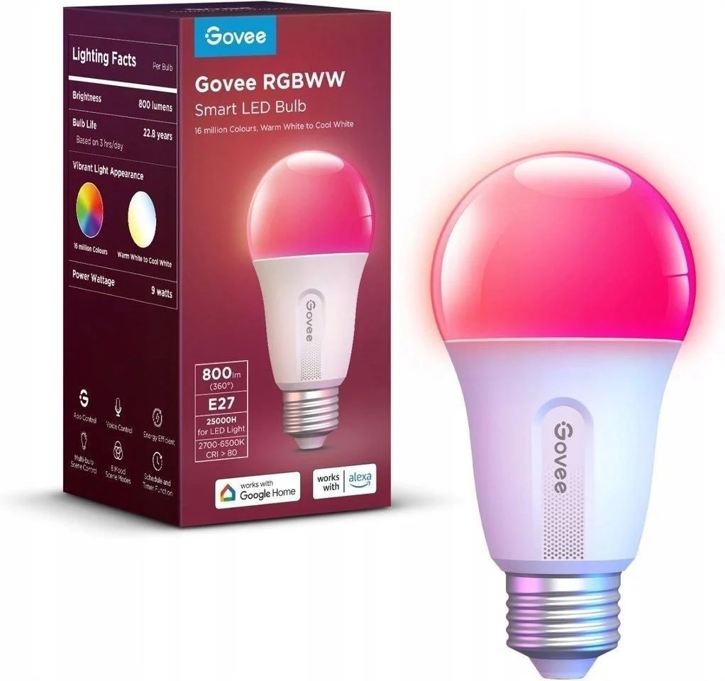 Govee Bulb Ceiling E27 Smart LED 800 Lumens RGBWW H6004CC1