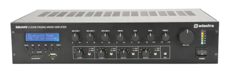 Adastra RM244V v2 240W 4 Zone Paging Amplifier with Individual Volume Controls FM/USB/BT 953.244UK