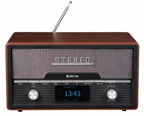 Denver MDA-525DW Dark Wood Retro Style Music System with CD, Bluetooth, FM Radio