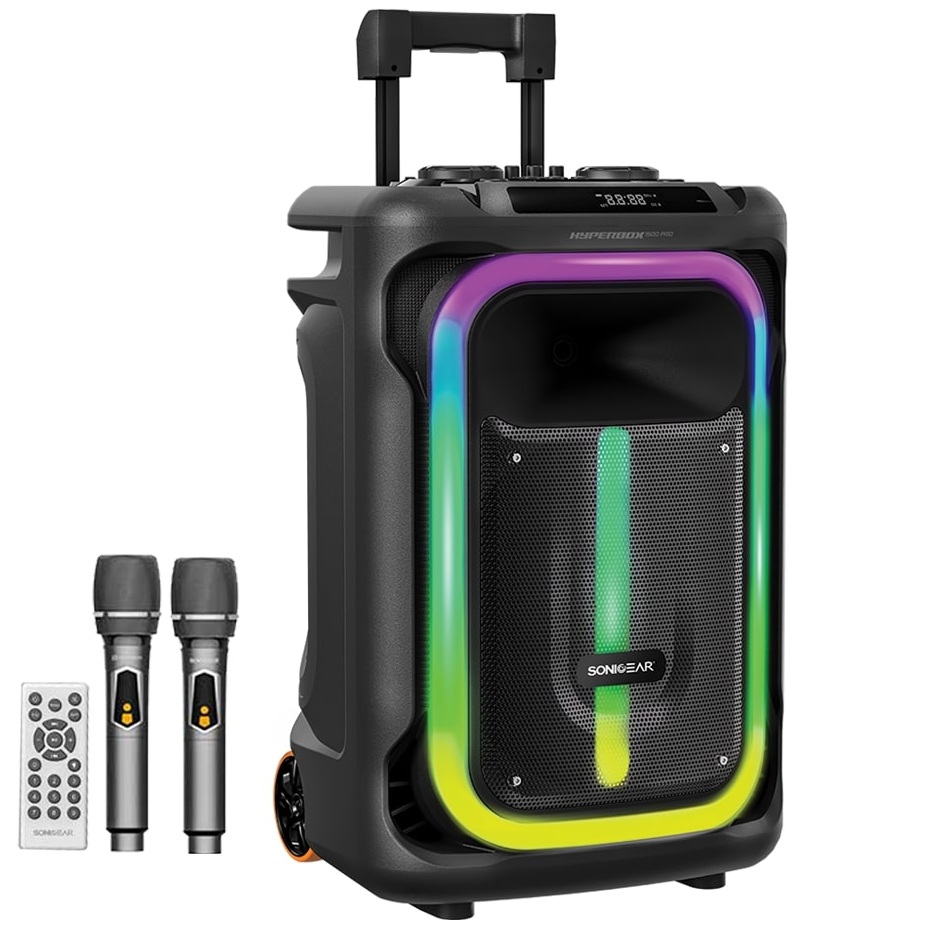 SonicGear HYPERBOX 1500 Pro 15” Portable Karaoke Speaker 240W BT/USB 2x Wireless Mics