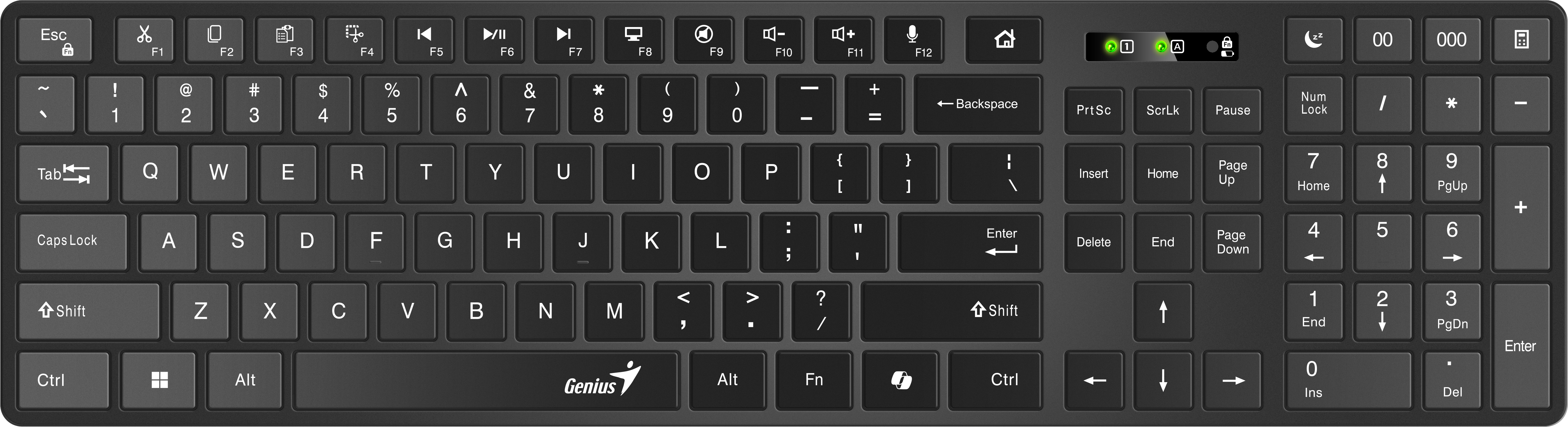 Genius Keyboard Wireless & BT AI Hot Keys SlimStar 7250BT Black English
